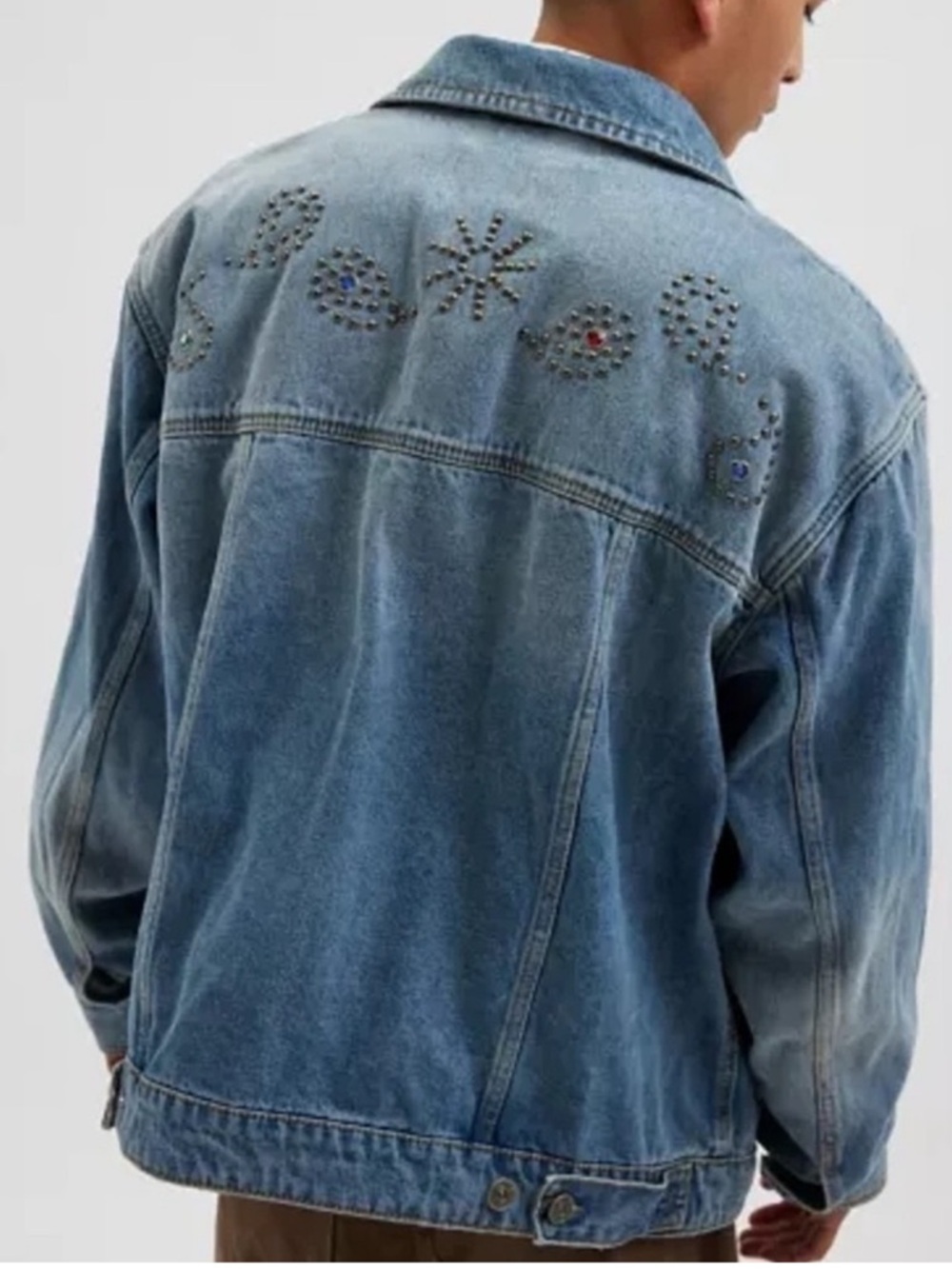 BDG Urban Outfitters Studded Relaxed Fit Denim Trucker Jacket Unisex